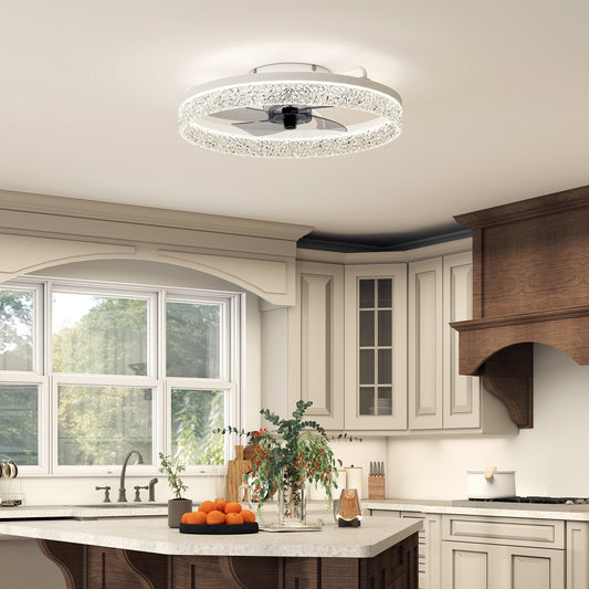 HOMCOM Ceiling Fan with Lights in White