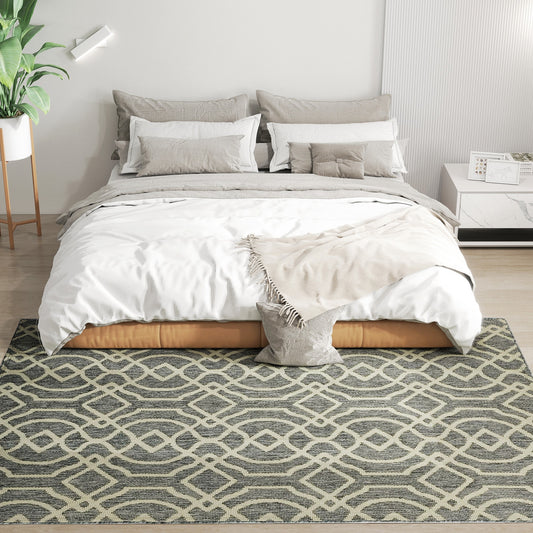 HOMCOM UV Resistant Indoor & Outdoor Area Rug in Grey