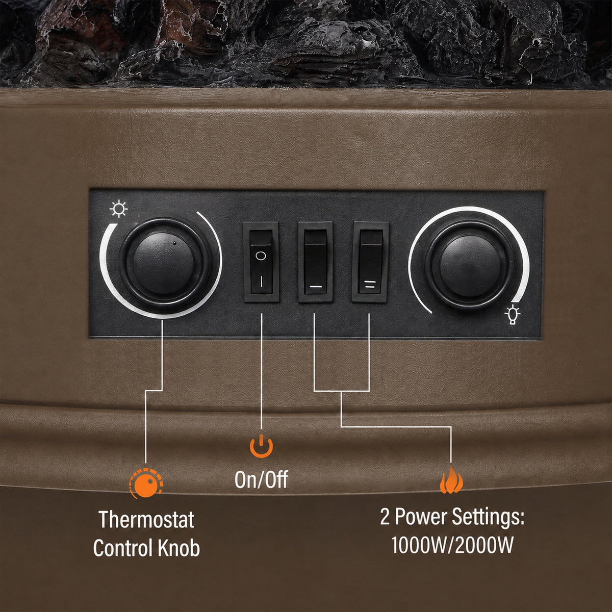 HOMCOM Electric Fireplace Stove in Brown