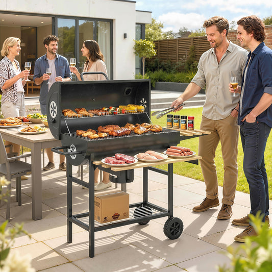 Outsunny Charcoal Grill in Natural Wood and Black