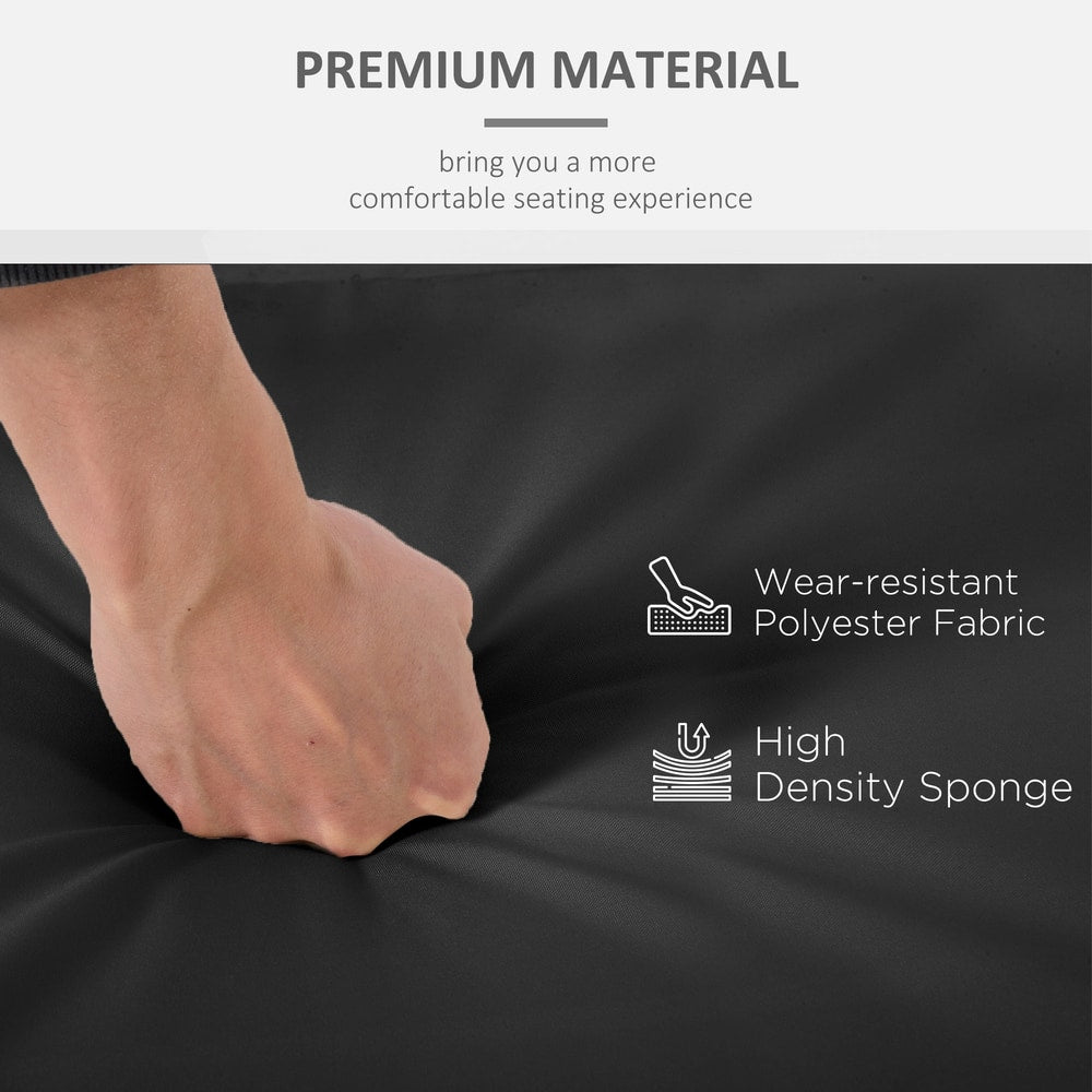 Close up of the black polyester fabric and sponge filling of the garden chair cushions