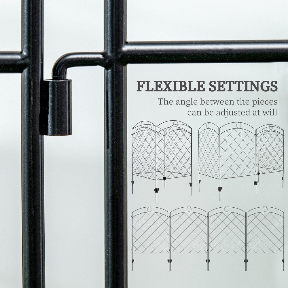 A close up of the connection between two garden fence panels, showing flexible angle settings
