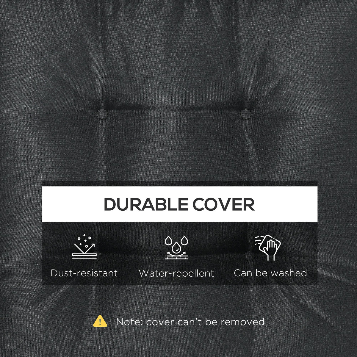 The garden seat cushion surface highlighting the durable and water repellent fabric