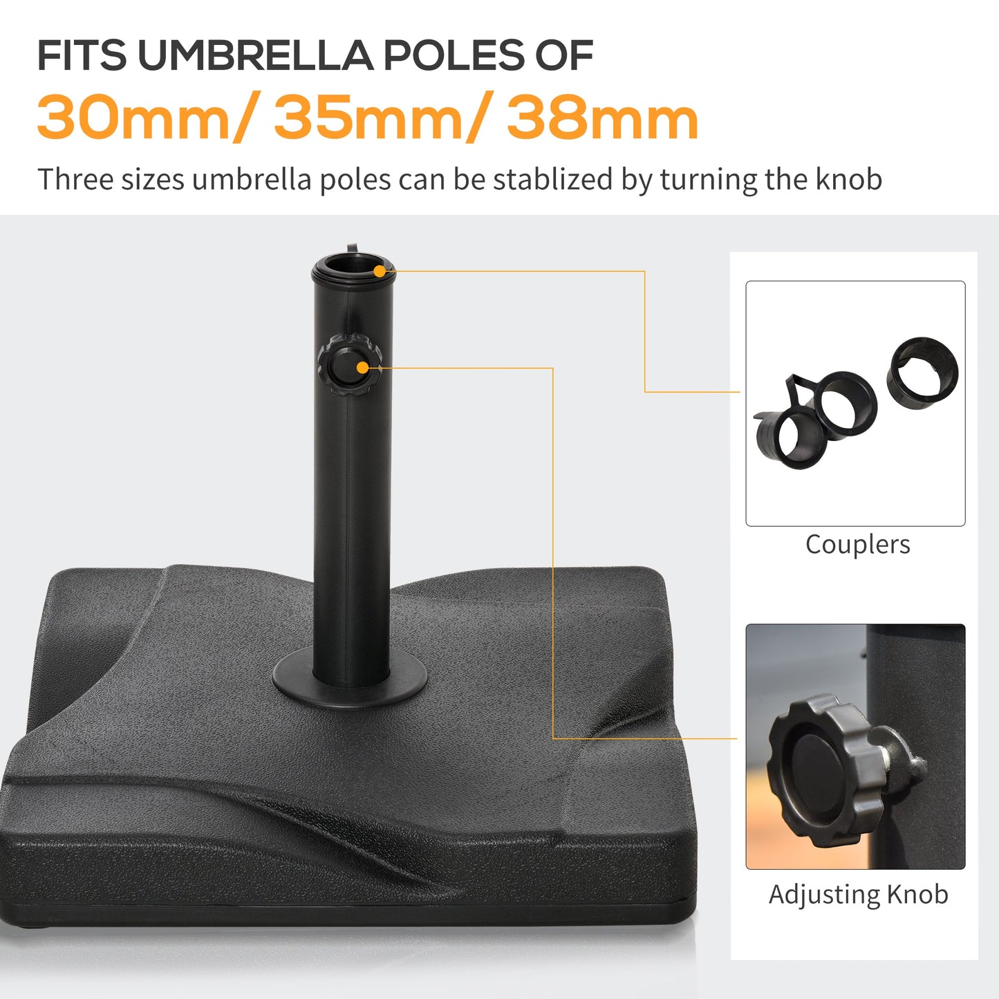 Outsunny 20kg Square Parasol Base in Black