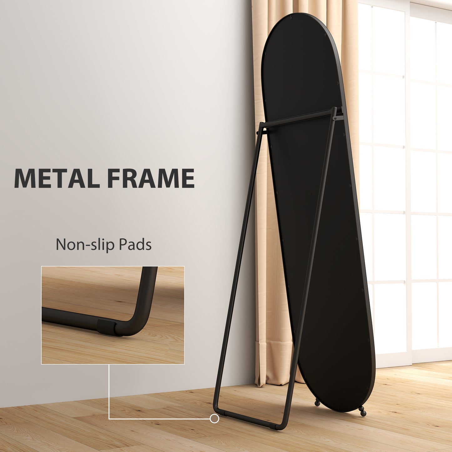 HOMCOM Two-Way Curved Full Length Mirror - Black