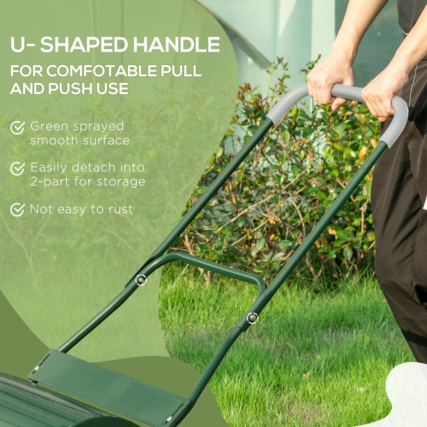 Outsunny 40L Garden Lawn Roller, Water Sand Filled Outdoor Grass Roller, a32cm Heavy Duty Metal Lawn Push Rolling Tool for Grass Seeding, Soil Levelling, Green