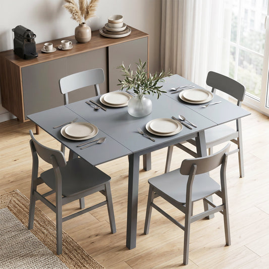 HOMCOM Solid Wood Folding Dining Table, Drop Leaf Table for 2-4 People, Rectangle Kitchen Table