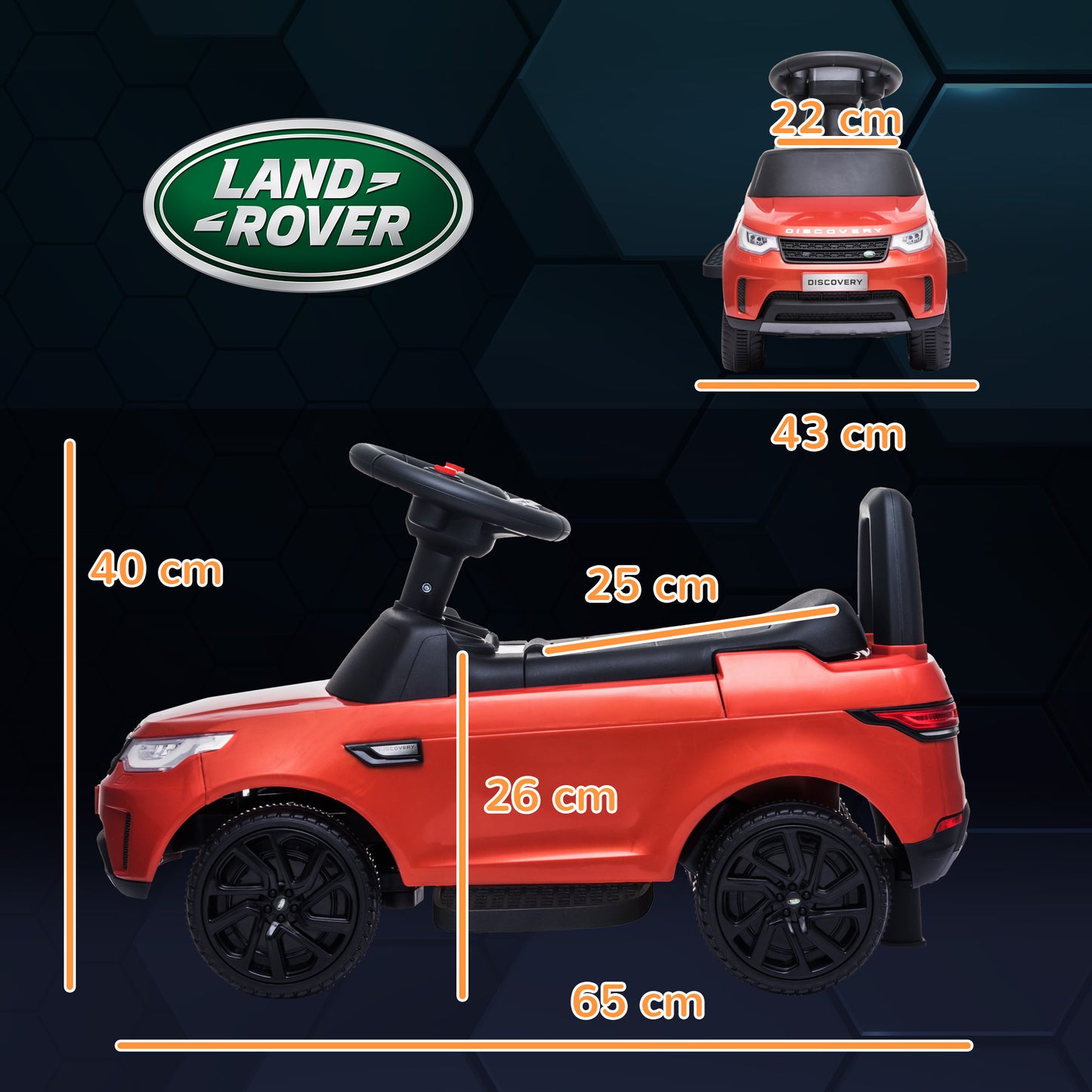سيارة كهربائية للأطفال 2 في 1 من AIYAPLAY مرخصة من Land Rover بقوة 6 فولت، سيارة منزلقة مع مصابيح أمامية وموسيقى، للأطفال من سن 18 إلى 60 شهرًا، باللون الأحمر