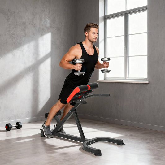 SPORTNOW 45-Degree Hyperextension Roman Chair, 5-Level Adjustable Back Extension Bench, Heavy-Duty Home Gym Equipment, Red