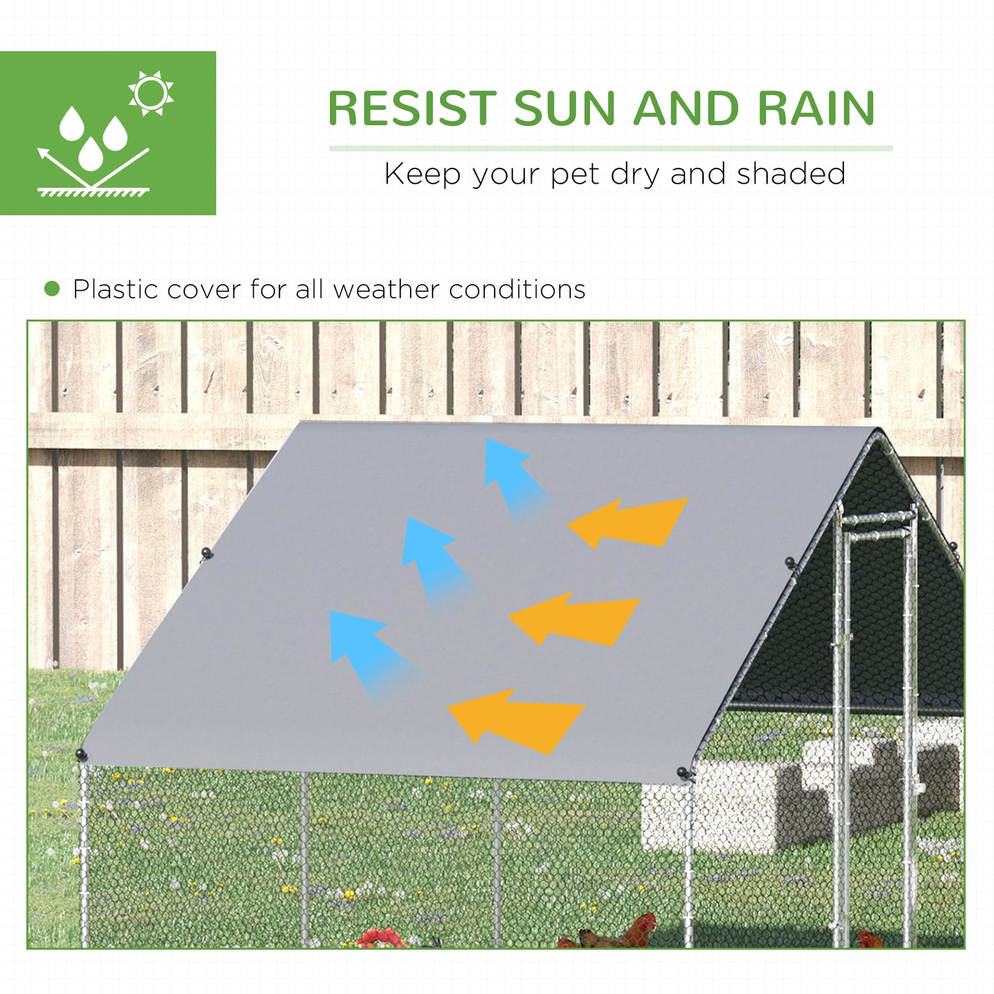 PawHut Walk In Chicken Run مع رف أنشطة الدجاج والغطاء، 3 × 6 × 2 متر