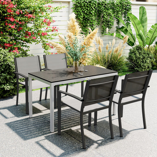 Outsunny Garden Table for 4-6 in Black