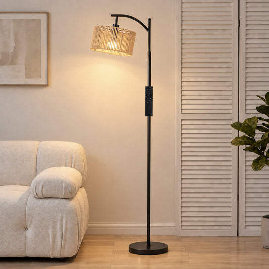 HOMCOM LED Floor Lamp, 160 cm Modern Dimmable Standing Lamp with Adjustable Shade, Magnetic Remote, Black