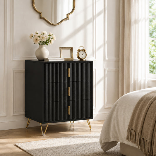HOMCOM Modern 3-Drawer Dresser in Black