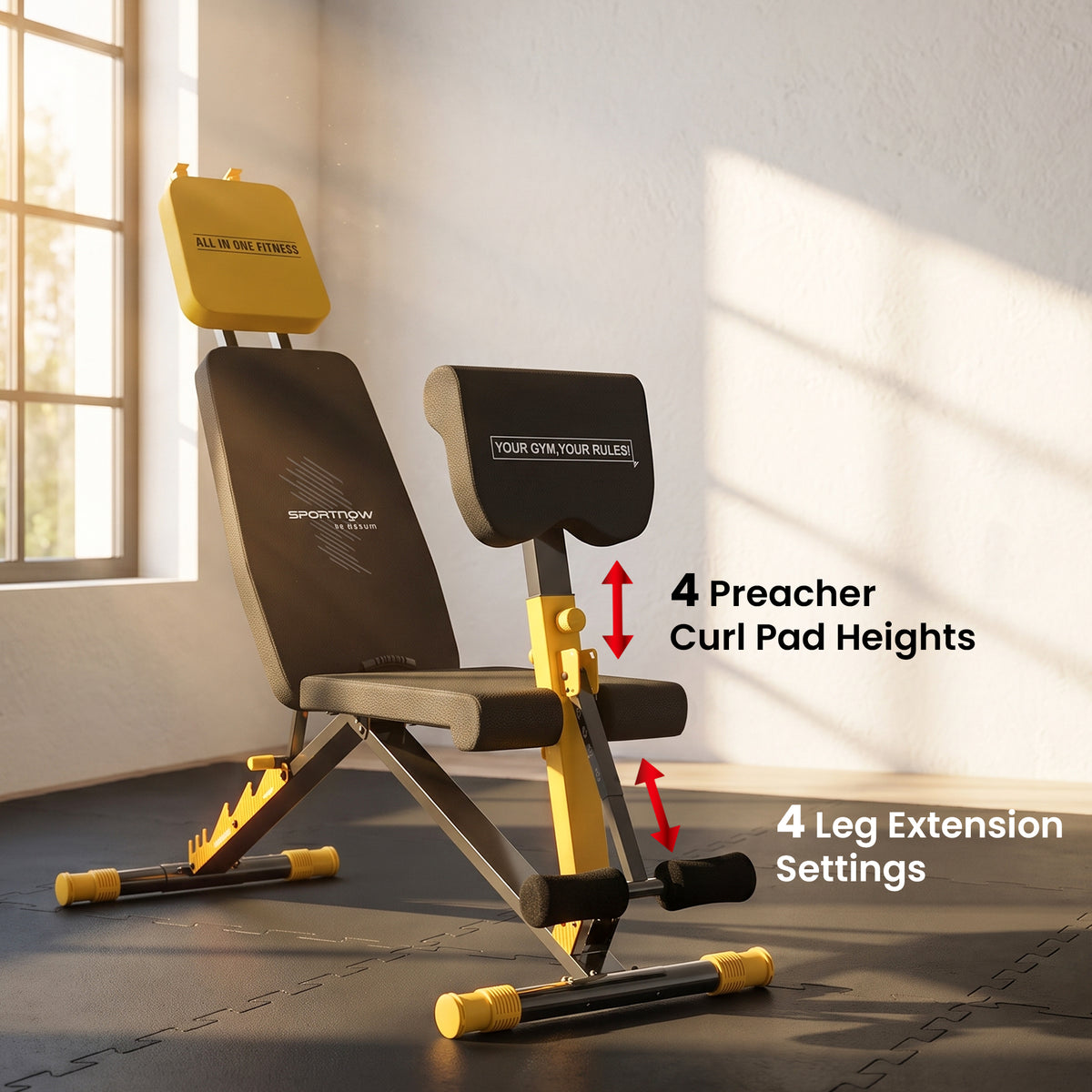 SPORTNOW Adjustable Weight Bench for Home Gym in Yellow