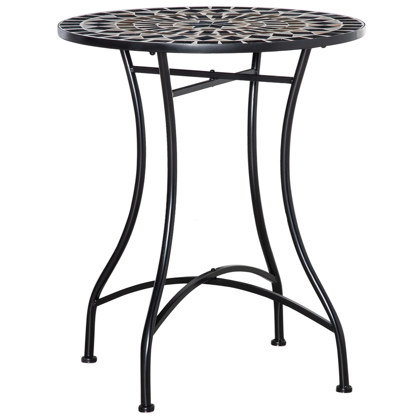 طاولة فناء خارجية من Outsunny Mosaic مقاس 60 سم - أسود