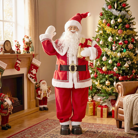 HOMCOM 5ft Life Size Singing Santa Claus in Red