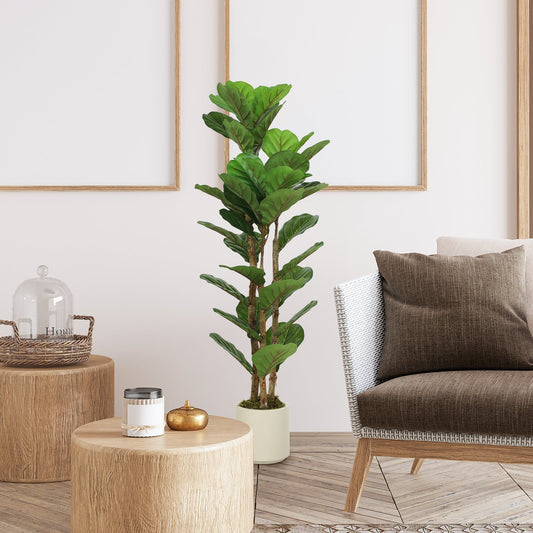 HOMCOM 120cm Artificial Fiddle Leaf Fig Tree - Green