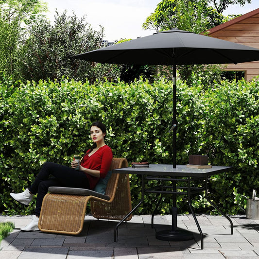 Outsunny Square Garden Dining Table in Black