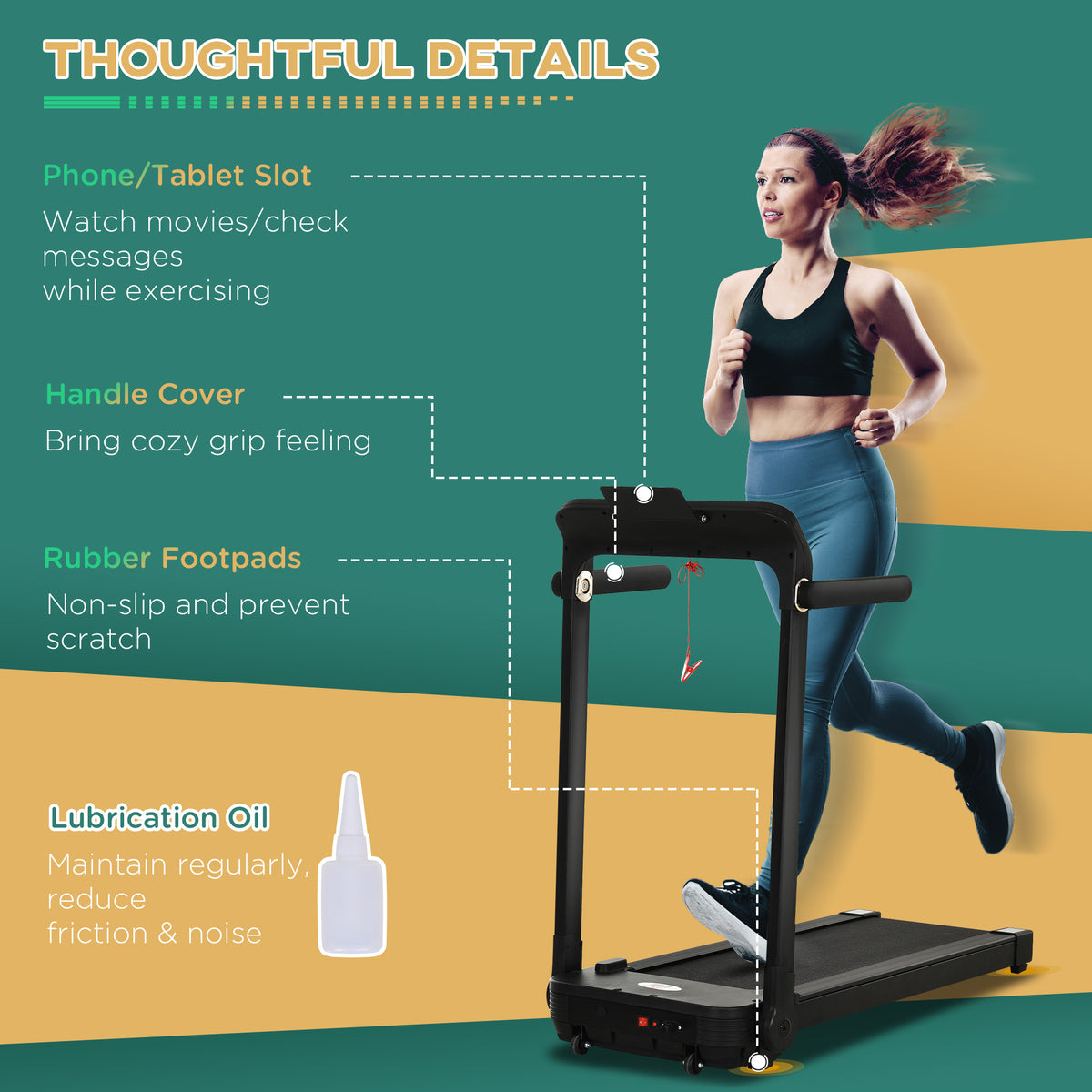 HOMCOM 600W Foldable Steel Motorised Treadmill Running Machine in Black