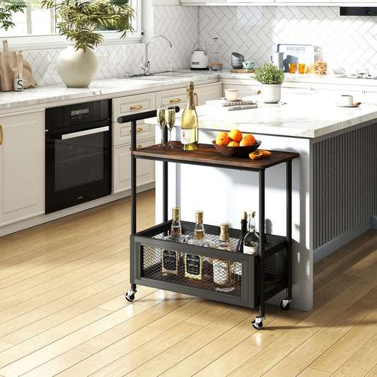 The two-tier sofa side table in a modern kitchen setting