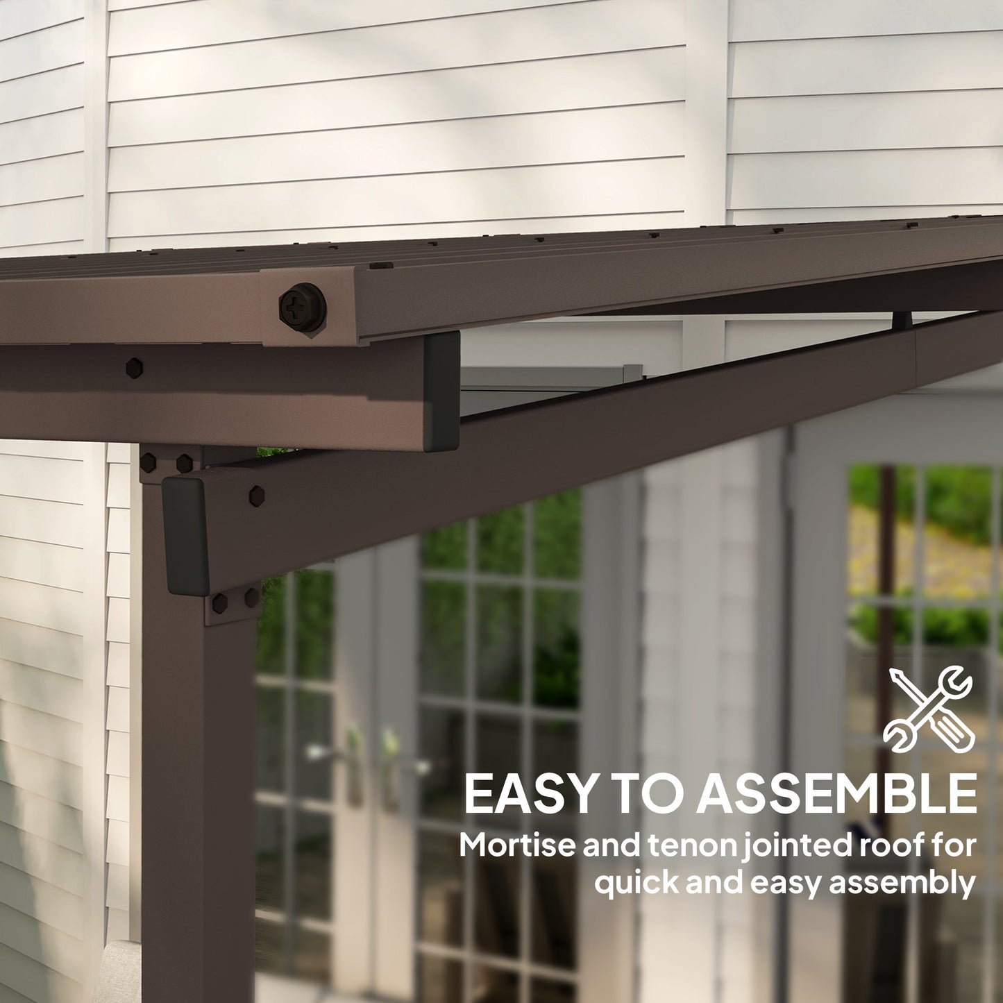 مظلة حديقة آوت سني 3 × 3 (م) بسقف معدني مقاوم للماء، عريشة متكئة صلبة، مظلة شمسية خارجية مقاومة للرياح، سهلة التجميع