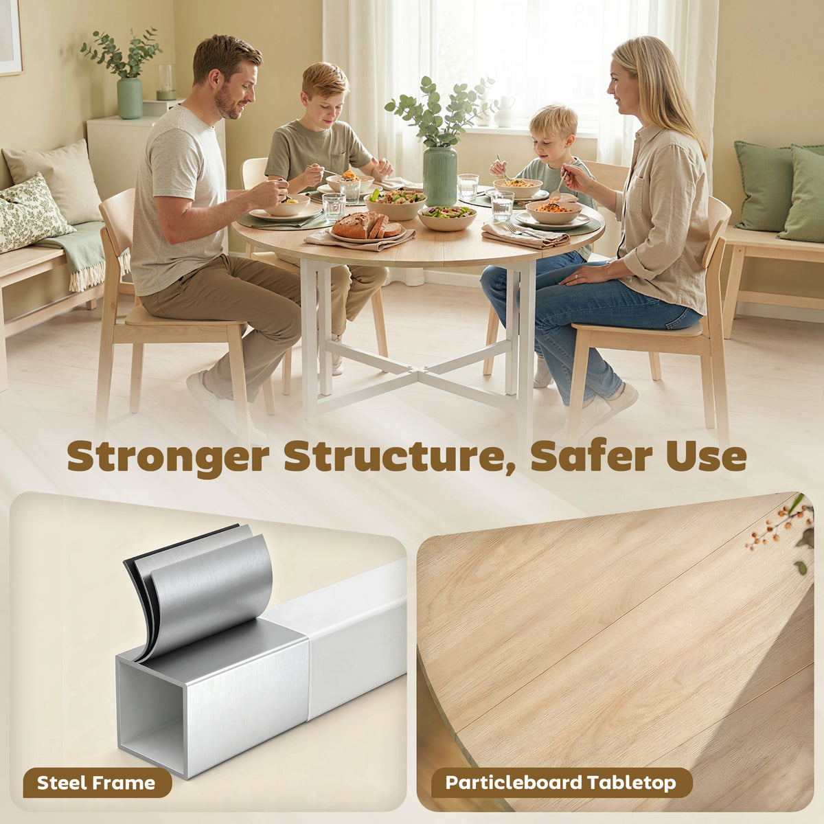 HOMCOM Folding Dining Table in a Natural Wood Finish