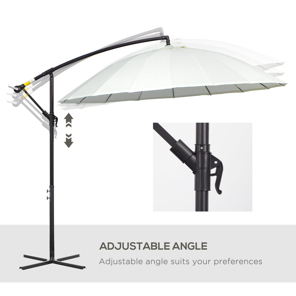 Outsunny 3(m) Cantilever Umbrella in Off-white