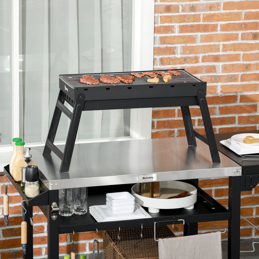 Outsunny Foldable Charcoal Grill in Black