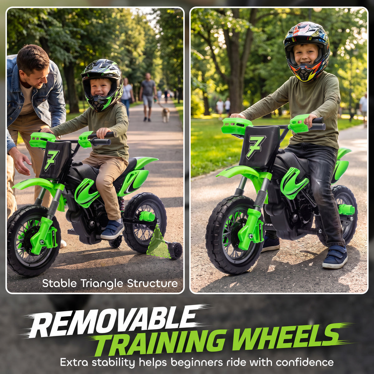 AIYAPLAY 12V Kids Electric Motorbike in Green