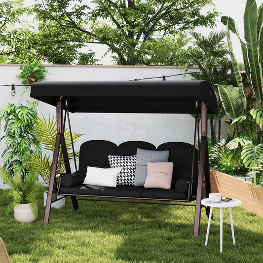 Outsunny 3 Seater Swing Chair Hammock in Black