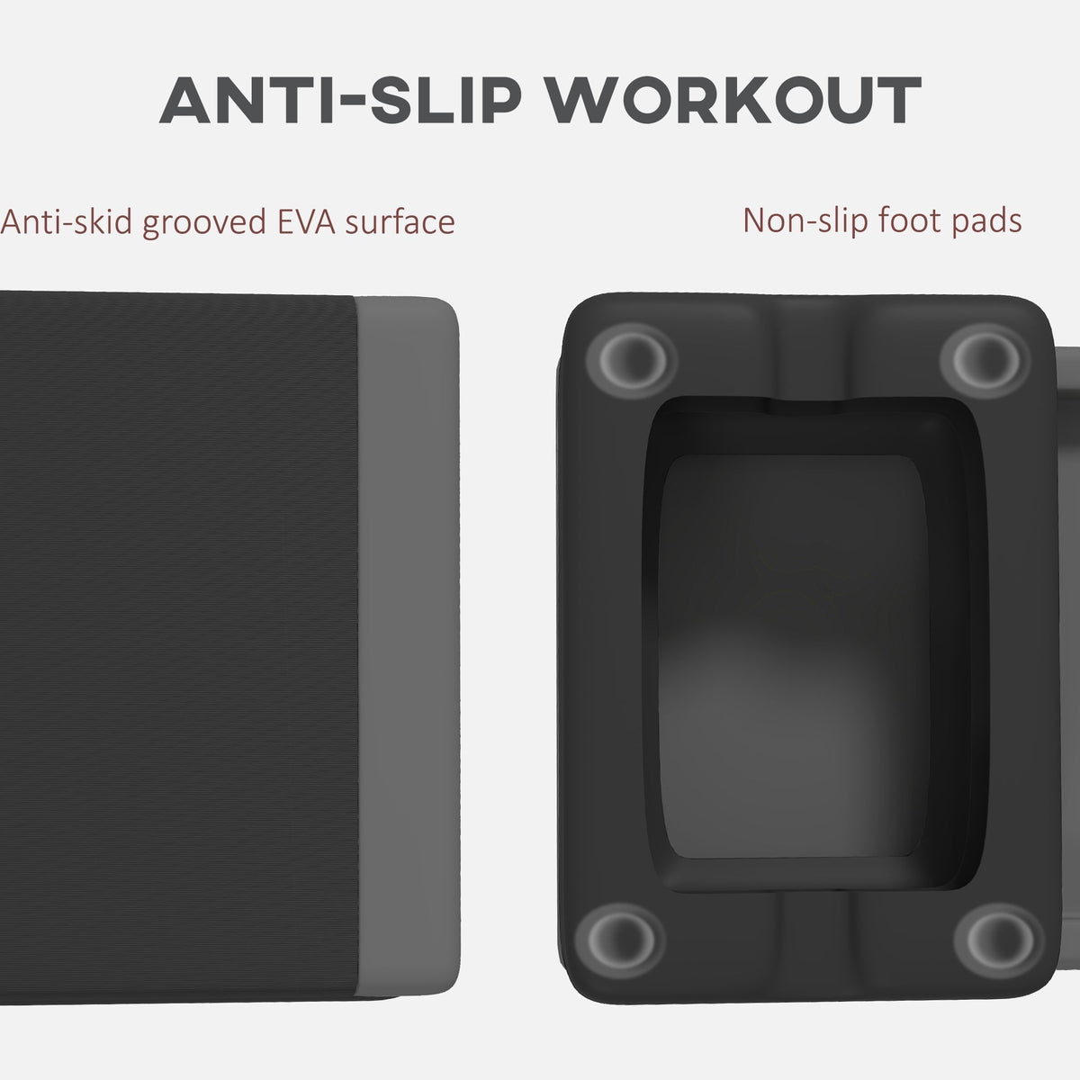 Close up of the fitness stepper showing the anti-slip surface and non-slip pads