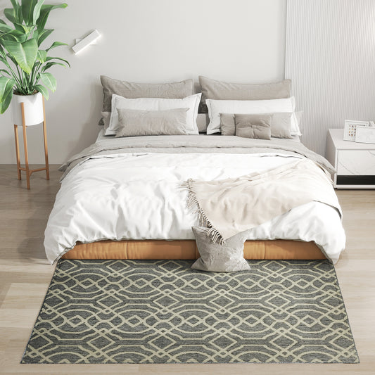 HOMCOM UV Resistant Indoor & Outdoor Area Rug in Grey