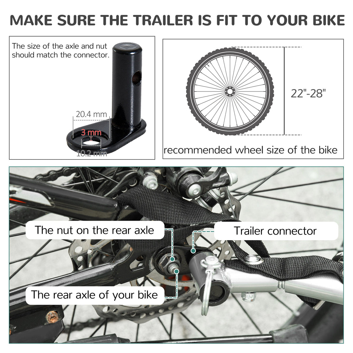 PawHut Steel Dog Bike Trailer Pet Cart Carrier for Bicycle Kit Water Resistant with Hitch Coupler Travel Black and Red