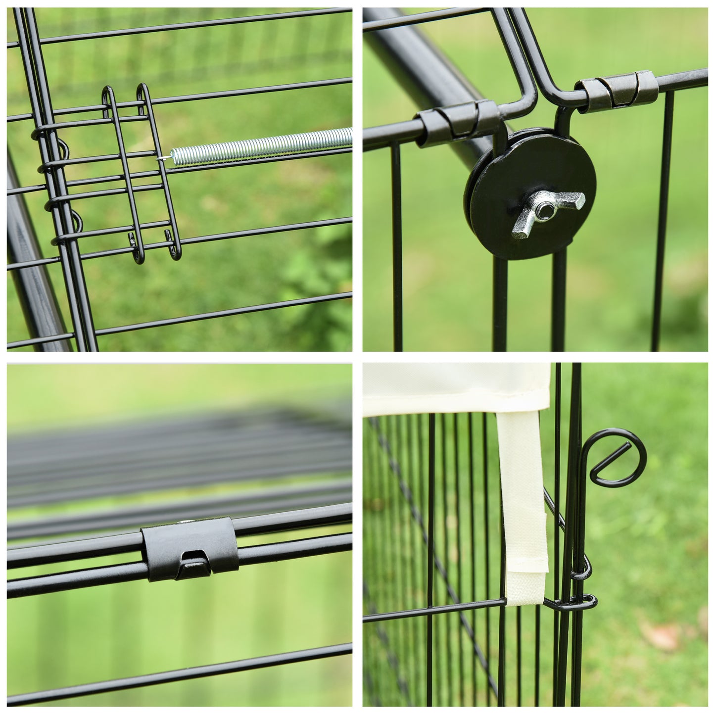 PawHut Metal Rabbit Run Playpen, Guinea Pig Cage, 220 x 103 x 103cm, Beige