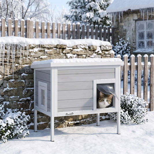 PawHut Outdoor Cat House in Dark Grey