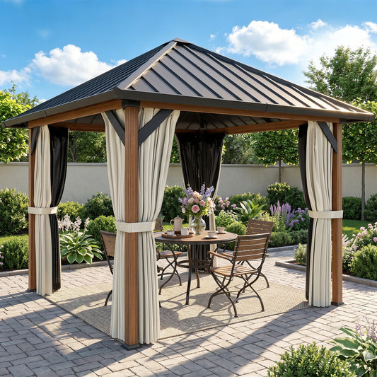Outsunny Hardtop Gazebo in Walnut Brown