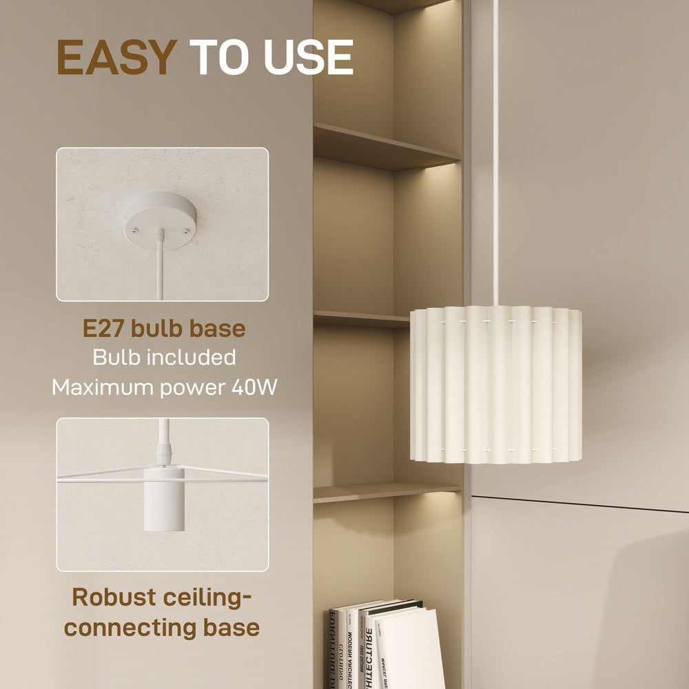 The ceiling light is shown with text highlighting its E27 bulb base and robust ceiling-connecting base