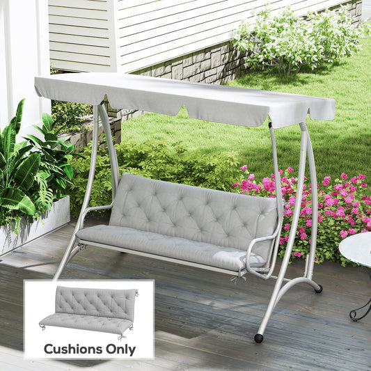 Outsunny Three-Seater Bench Cushion in Light Grey