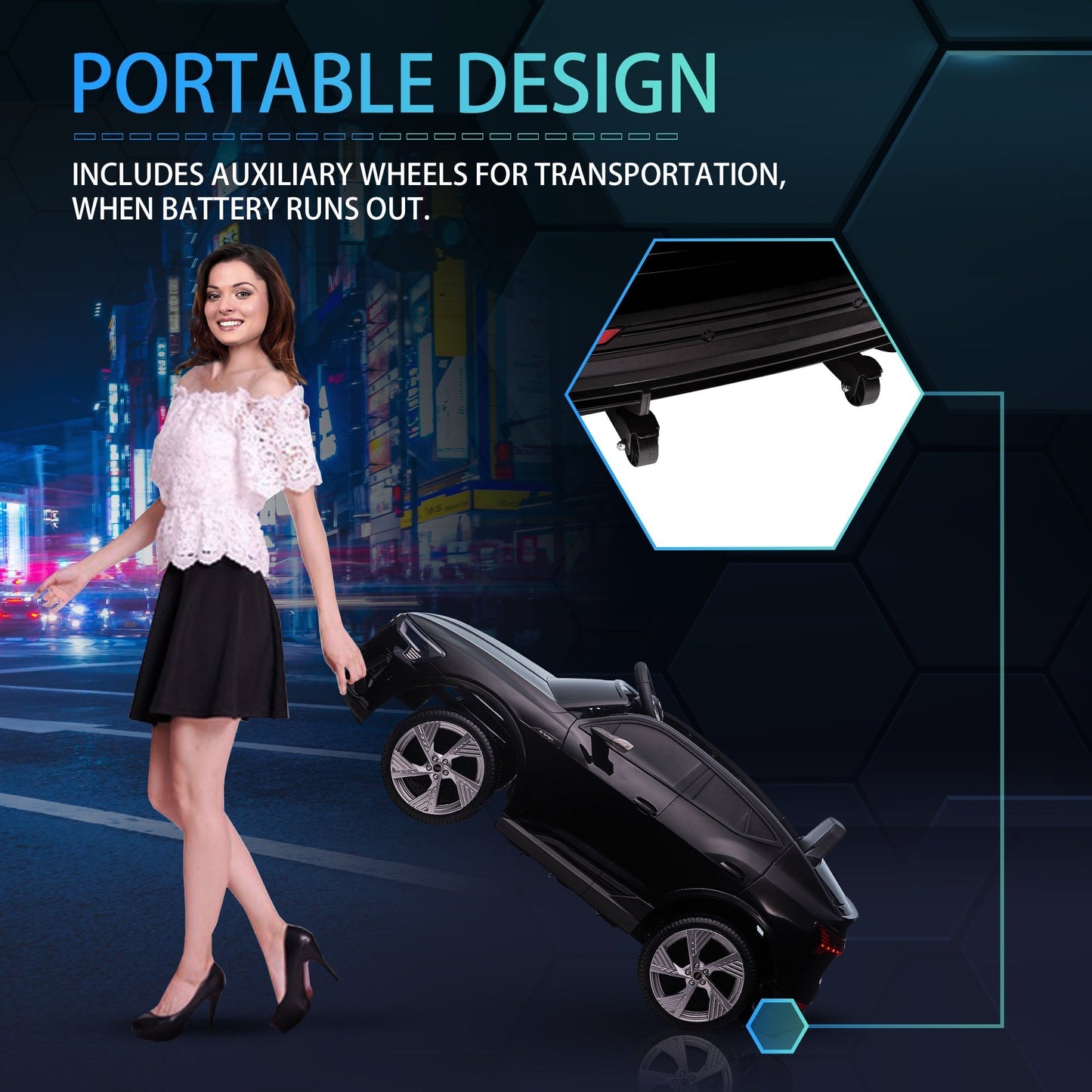 سيارة ركوب كهربائية للأطفال من HOMCOM Audi E-tron مرخصة بجهد 12 فولت، سيارة كهربائية للأطفال، مع جهاز تحكم عن بعد للوالدين، أضواء موسيقى MP3، عجلات تعليق، للأعمار من 3 إلى 5 سنوات، لون أسود