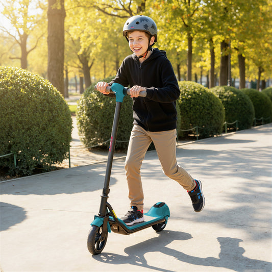سكوتر كهربائي للأطفال من سبورتناو، مزود بشاشة LED، أخضر