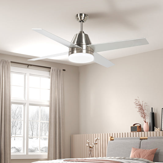 HOMCOM Ceiling Fan with LED Light in Silver and Black