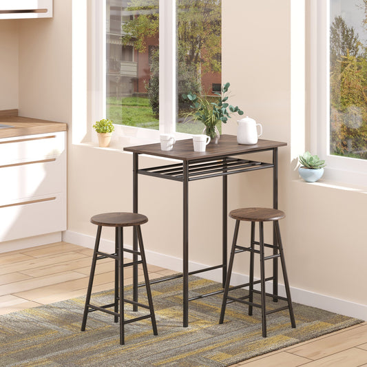 The dining furniture set placed in a bright kitchen area next to a window with mugs on top