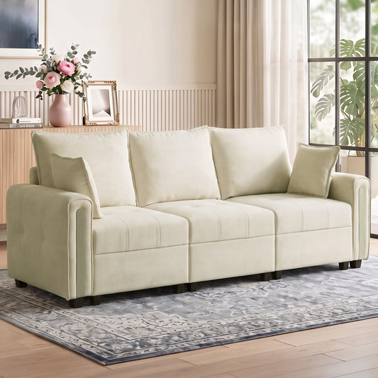 HOMCOM 3 Seater Sofa with Lift-Up Storage in Beige