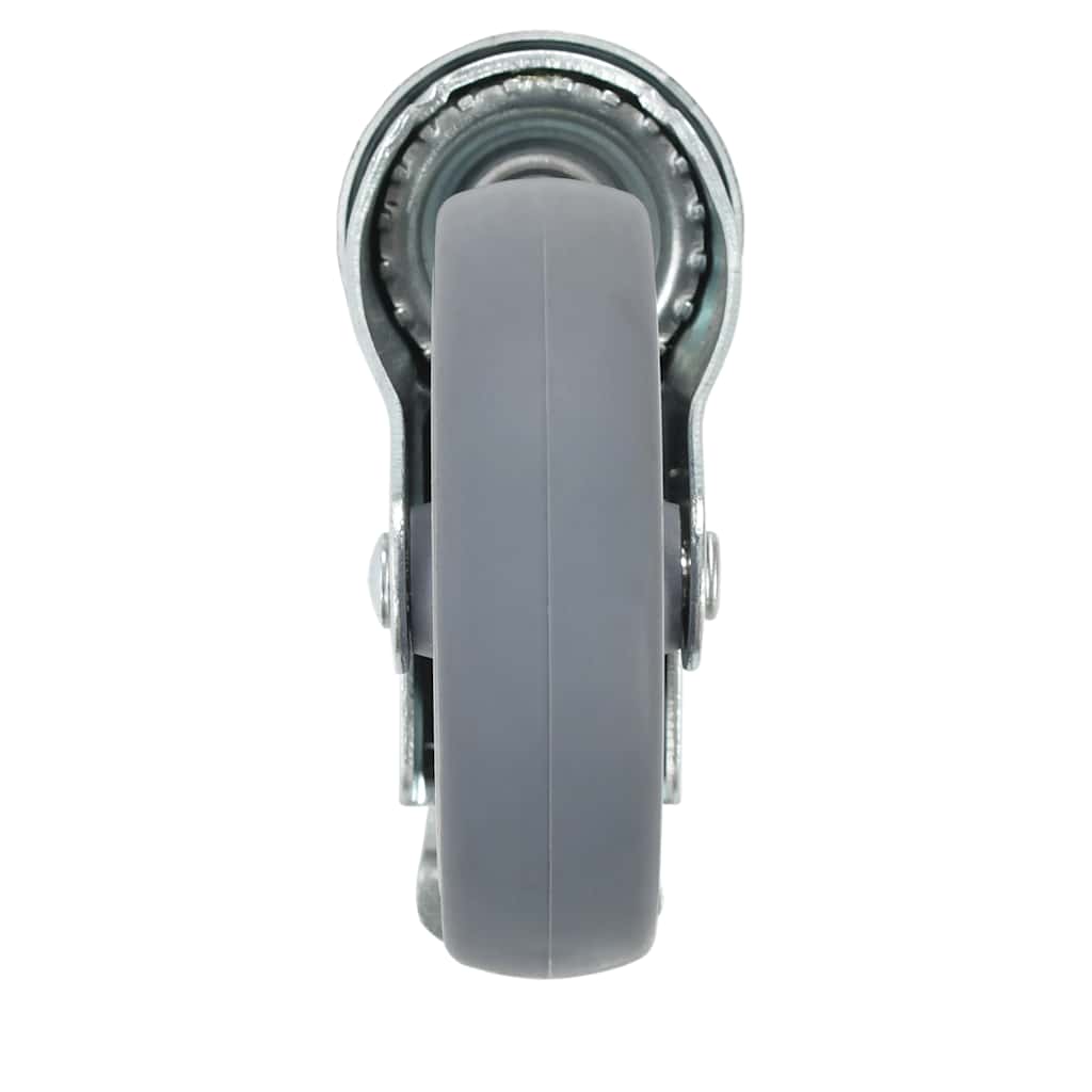 A swivel caster wheel shown from the side, highlighting the wheel and mount