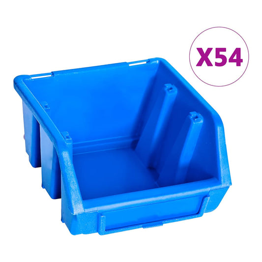 A single blue storage bin, part of the tool cabinet set