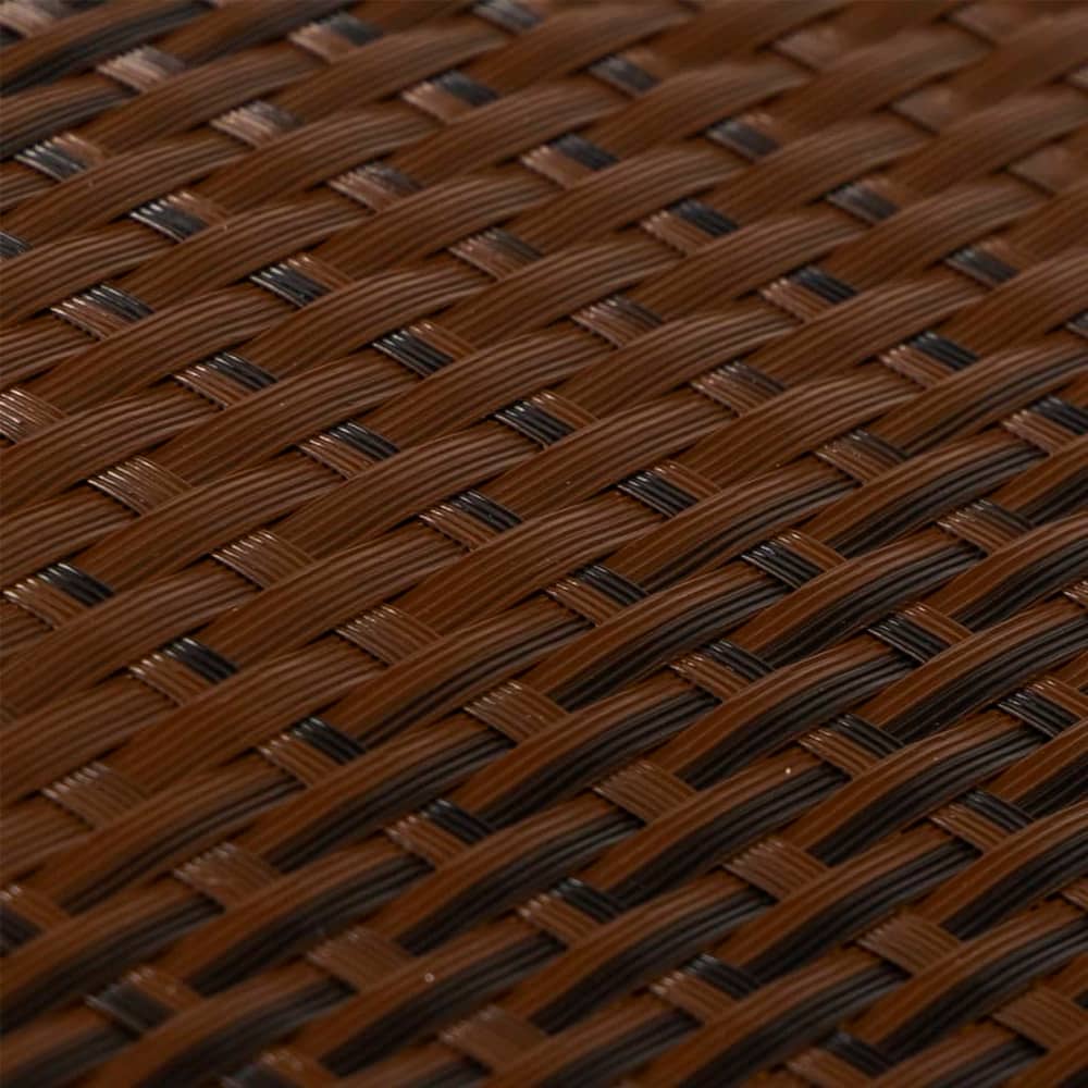 Detailed close-up of the woven texture of the brown and black poly rattan balcony screen