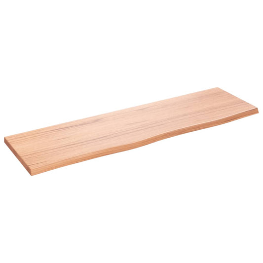 Light brown treated solid wood countertop with a natural wood grain texture