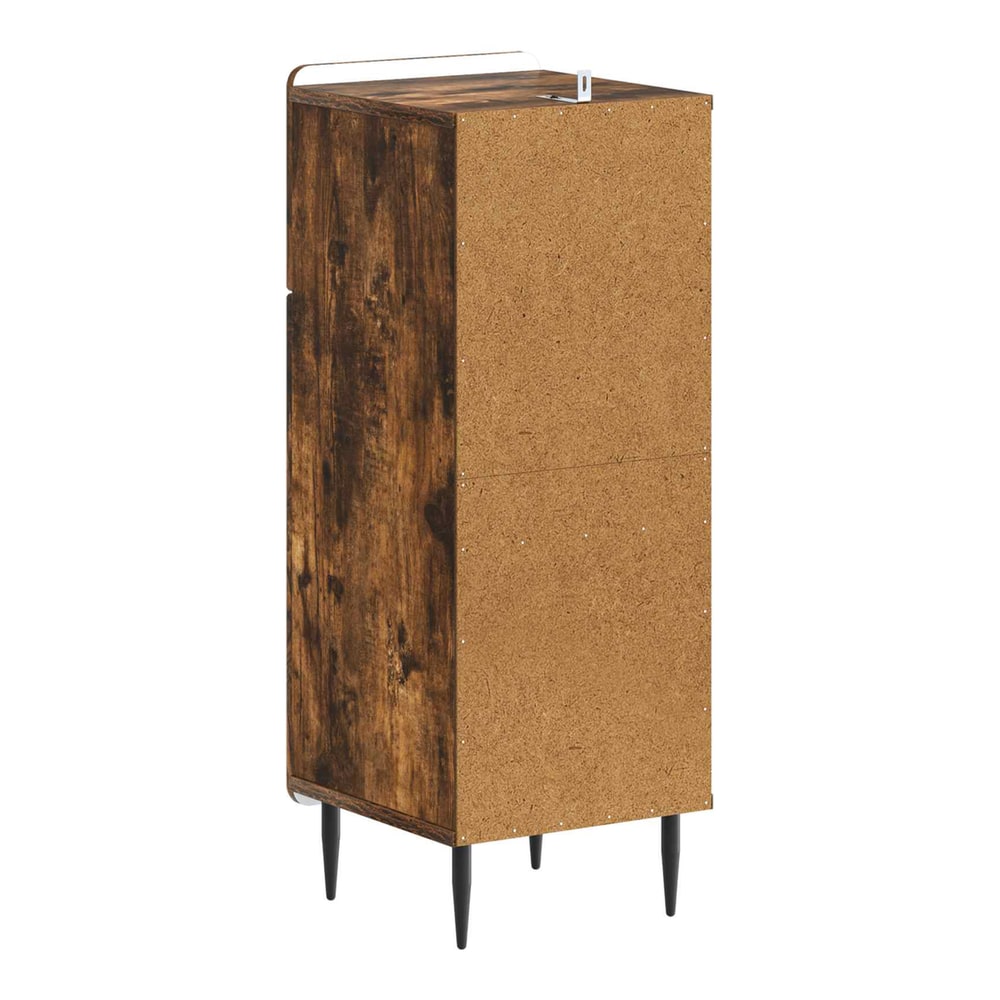 Back view of the smoked oak bathroom storage cabinet