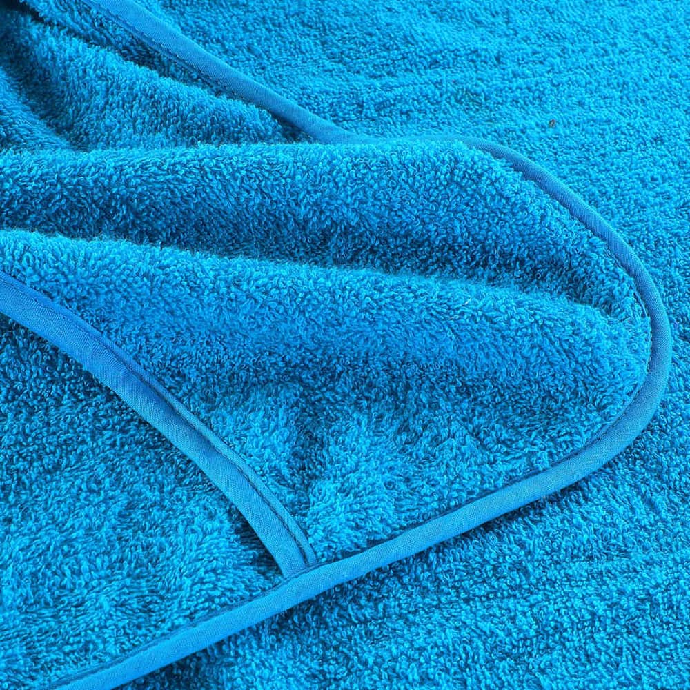 close up of the turquoise beach towel fabric and stitching