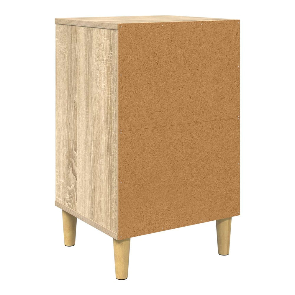 Rear view of the bedside cabinet showing the back panel and legs